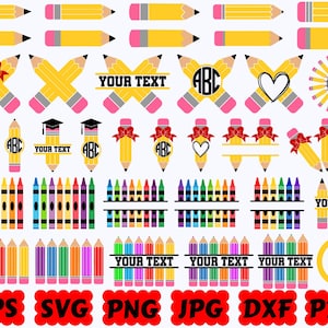 鉛筆 SVG | クレヨン SVG | 学校用鉛筆 SVG | 学校用 SVG | 新学期用 SVG | Cricut および Silhouette 用カットファイル | SVG EPS DXF PNG Jpg Pdf