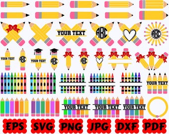 Pencil SVG | Crayon SVG | School Pencil SVG | School Svg | Back To School Svg | Cut Files for Cricut & Silhouette | Svg Eps Dxf Png Jpg Pdf
