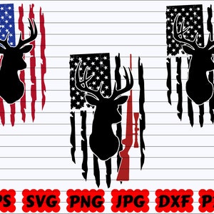 Deer Hunt Flag SVG | Hunting Flag SVG | Deer Head SVG | Distressed American Flag Svg | American Flag Svg | Deer Flag Svg | Hunting Cut File