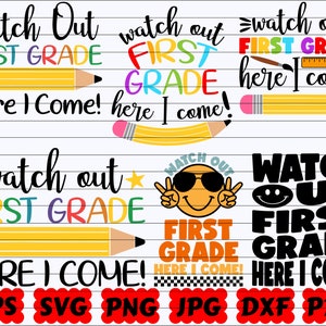 ¡Cuidado, primer grado, aquí voy! SVG / Primer grado SVG / Regreso a la escuela SVG / Escuela Svg / Grado escolar Svg / Primer día de escuela Svg / Png