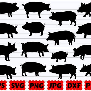 Pig SVG | Pig Bundle SVG | Pig Cut Files | Pig Silhouette | Farm Animals SVG | Pork Svg | Animal Svg | Pig Clipart | Pig Cricut | Pig Vector