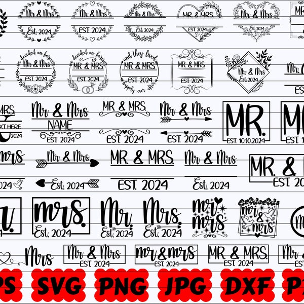 Mr And Mrs SVG | 2024 Mr And Mrs SVG | Wedding SVG | Bride Svg | Groom Svg | Wifey Svg | Hubby Svg | Marriage Svg | Save The Date Svg | Png