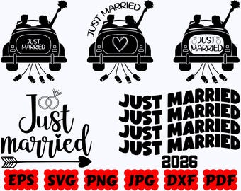 Just Married SVG | Wedding SVG | Mr And Mrs SVG | Bride Svg | Cut Files for Cricut & Silhouette | Svg Eps Dxf Png Jpg Pdf | Commercial Use