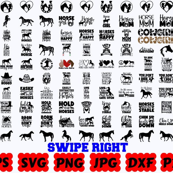 Caballo SVG / Montar SVG / Animal SVG / Vaquero Svg / Vaquera Svg / Archivos de corte para Cricut y Silhouette / Svg Eps Dxf Png Jpg / Uso comercial