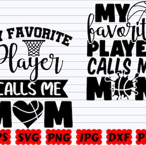 Mi jugador favorito me llama mamá SVG / Mi jugador favorito SVG / Me llama mamá SVG / Mamá de baloncesto Svg / Archivo de corte de baloncesto / Cita de baloncesto