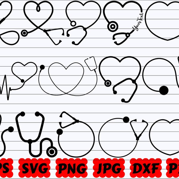 Stethoscope SVG | Nurse Stethoscope SVG | Heart Stethoscope SVG | Stethoscope Cut File | Stethoscope Silhouette | Doctor Svg | Medic Svg
