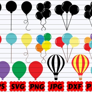 Palloncini di compleanno SVG / Palloncino SVG / Mongolfiera SVG / File di taglio palloncino / Clipart palloncino / Silhouette palloncino / Palloncini festa Svg / Camicia