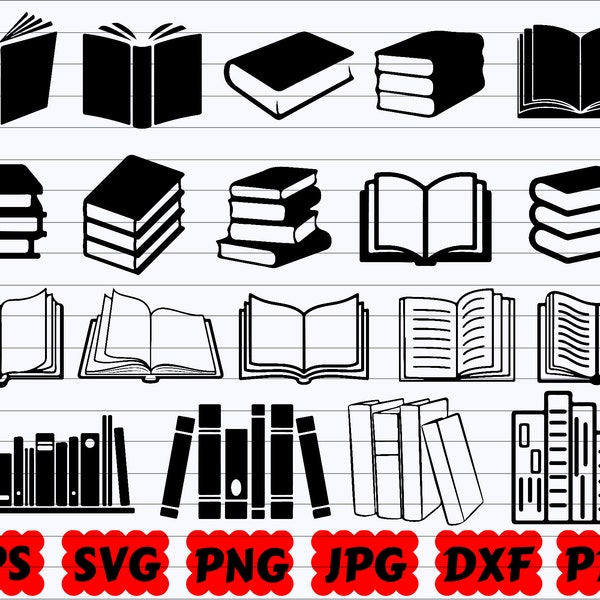 Books SVG | Books SVG Bundle | Books Silhouette | Books Cut File | Book Club SVG | School Svg| Stack of books Svg| Student Svg| Book Clipart