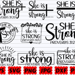 She Is Strong SVG | Religious SVG | Christian SVG | Jesus Svg | Faith Svg | God Svg | Bible Svg | Scripture Svg | Blessed Svg | Bible Verse