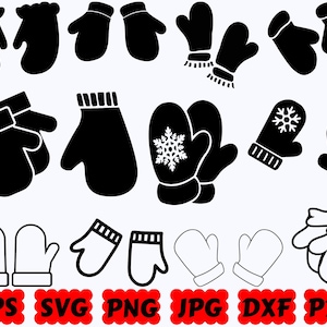 Christmas Glove SVG, Mitten Cut Files for Cricut and Silhouette, Holiday Mittens Vector, Commercial Use, Winter Apparel Designs