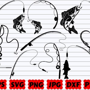 Fishing Pole SVG | Fishing Rods SVG | Bass Fishing Rod SVG | Fisherman Svg | Bass Fishing Svg | Fishing Pole Silhouette | Fishing Cut Files