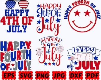 Joyeux 4 juillet SVG | 4 juillet SVG | Amérique SVG | Svg Etats-Unis | Couper le fichier pour Cricut & Silhouette | Svg Eps Dxf Png Jpg Pdf | Usage commercial