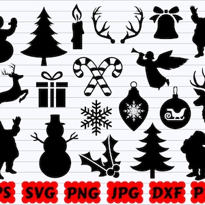 Weihnachtselemente SVG | Weihnachtsdekor | Weihnachten Silhouette | Weihnachten SVG | Schneemann | Weihnachtsmann SVG | Schneemann | Urlaub svg