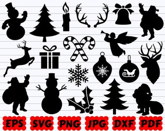 Christmas Elements SVG | Christmas Decor | Christmas Silhouette | Christmas SVG | Snowman Svg | Santa Claus Svg | Snowman Svg | Holiday Svg