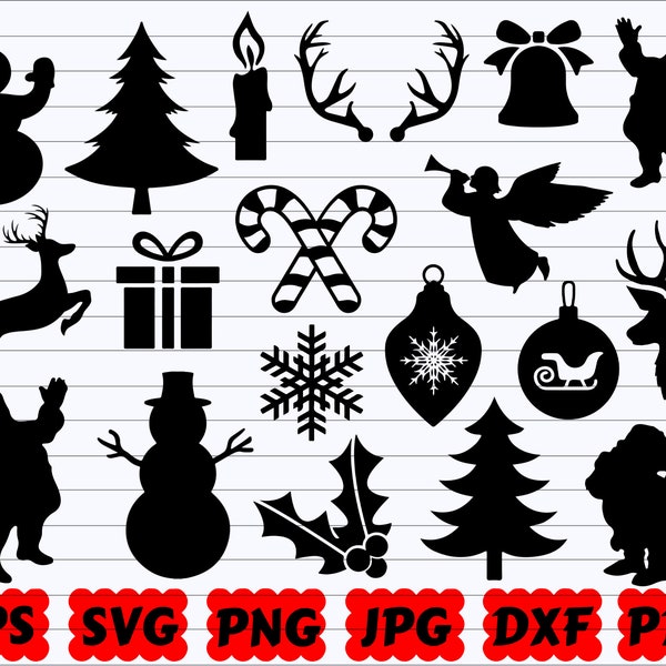 Christmas Elements SVG | Weihnachtsdeko | Weihnachts Silhouette | Weihnachten SVG | Schneemann Svg | Weihnachtsmann Svg | Schneemann Svg | Plotterdatei Urlaub