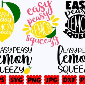 Easy Peasy Lemon Squeezy SVG | Kuchnia SVG | Pieczenie SVG | Gotowanie SVG | Pliki do cięcia dla Cricut i Silhouette | SVG Eps Dxf Png Jpg Pdf