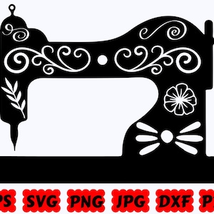 Sewing Machine SVG | Floral Sewing Machine SVG | Sewing SVG | Crafting Svg | Cut Files for Cricut & Silhouette | Svg Eps Dxf Png Jpg Pdf