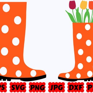 Botas de lluvia SVG / Botas de goma SVG / Botas SVG / Primavera Svg / Hola primavera Svg / Archivos de corte para Cricut y Silhouette / Svg Eps Dxf Png Jpg Pdf