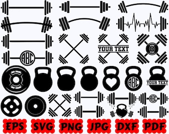 Gym Silhouette | Gym SVG | Workout SVG | Fitness SVG | Cut Files for Cricut & Silhouette | Svg Eps Dxf Png Jpg Pdf | Commercial Use