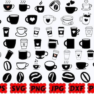 Coffee Silhouette | Coffee SVG | Coffee Lovers SVG | Coffee Mug SVG | Coffee Clipart | Coffee Cut Files | Coffee Design Svg | Coffee Png