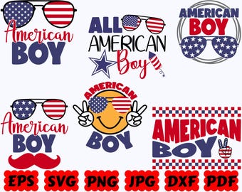 All American Boy SVG | American Boy SVG | 4th Of July SVG | America Svg | Usa Svg | Cut Files for Cricut & Silhouette | Svg Eps Dxf Png Jpg