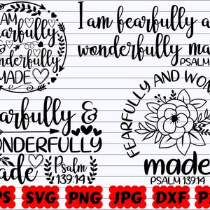I Am Fearfully And Wonderfully Made SVG | I Am Fearfully SVG | I Am Wonderfully SVG | Religious Svg | Christian Svg | Jesus Svg | Faith Svg
