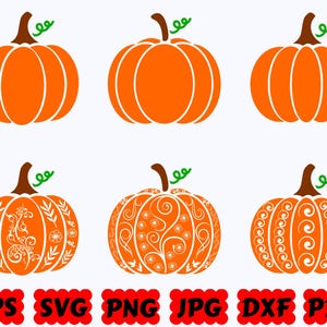 Citrouilles SVG | Citrouille tourbillonnante SVG | SVG d'automne | Automne Svg | Fichiers de découpe pour Cricut & Silhouette | Svg Eps Dxf Png Jpg Pdf | Utilisation commerciale