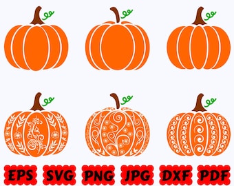 Calabazas SVG / Calabaza en espiral SVG / Otoño SVG / Otoño Svg / Archivos de corte para Cricut y Silhouette / Svg Eps Dxf Png Jpg Pdf / Uso comercial