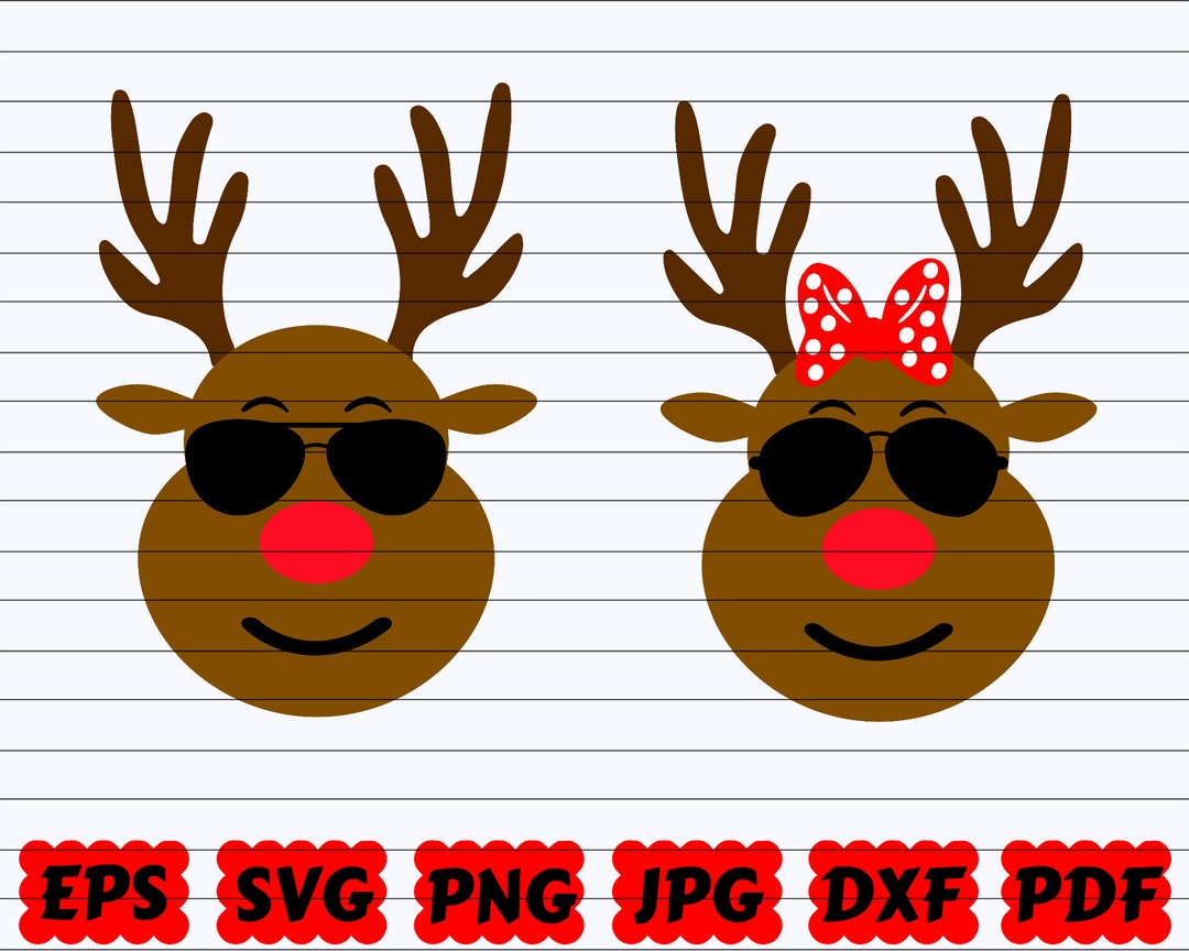 Reindeer Glasses SVG Reindeer SVG Reindeer Face SVG Reindeer Head Svg ...