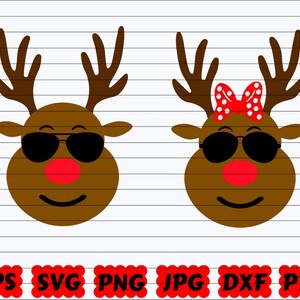 Reindeer Glasses SVG | Reindeer SVG | Reindeer Face SVG | Reindeer Head Svg | Christmas Svg | Reindeer Clipart | Winter Svg | Reindeer Png