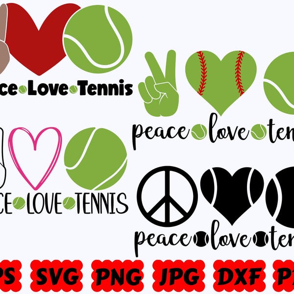 Peace Love Tennis SVG | Tennis SVG | Sport SVG | Cut Files for Cricut & Silhouette | Svg Eps Dxf Png Jpg Pdf | Commercial Use