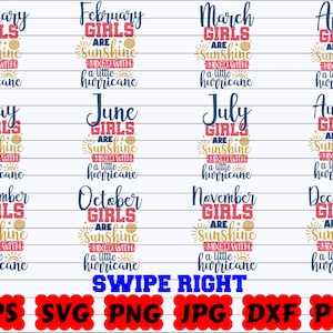 Girls Are Sunshine SVG | Birthday Months Svg | January February March April May June July August September October November December Svg Png