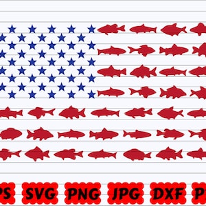 USA Fish Flag SVG | Fishing Usa Flag SVG | American Flag Fish Svg | Usa Fish Svg | American Fish Svg | Fishing Cut File | Fishing Design Svg