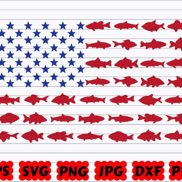 USA Fish Flag SVG | Fishing Usa Flag SVG | American Flag Fish Svg | Usa Fish Svg | American Fish Svg | Fishing Cut File | Fishing Design Svg