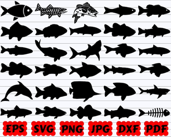 Fish SVG Fish SVG Bundle Fish Silhouette Fish Cut Files Fish