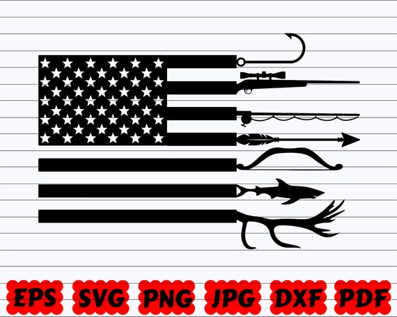 Hunting Flag SVG | Hunting and Fishing American Flag SVG | Hunting Cut File  | American Flag Svg | Usa Flag Svg | Hunting Fishing Flag Svg