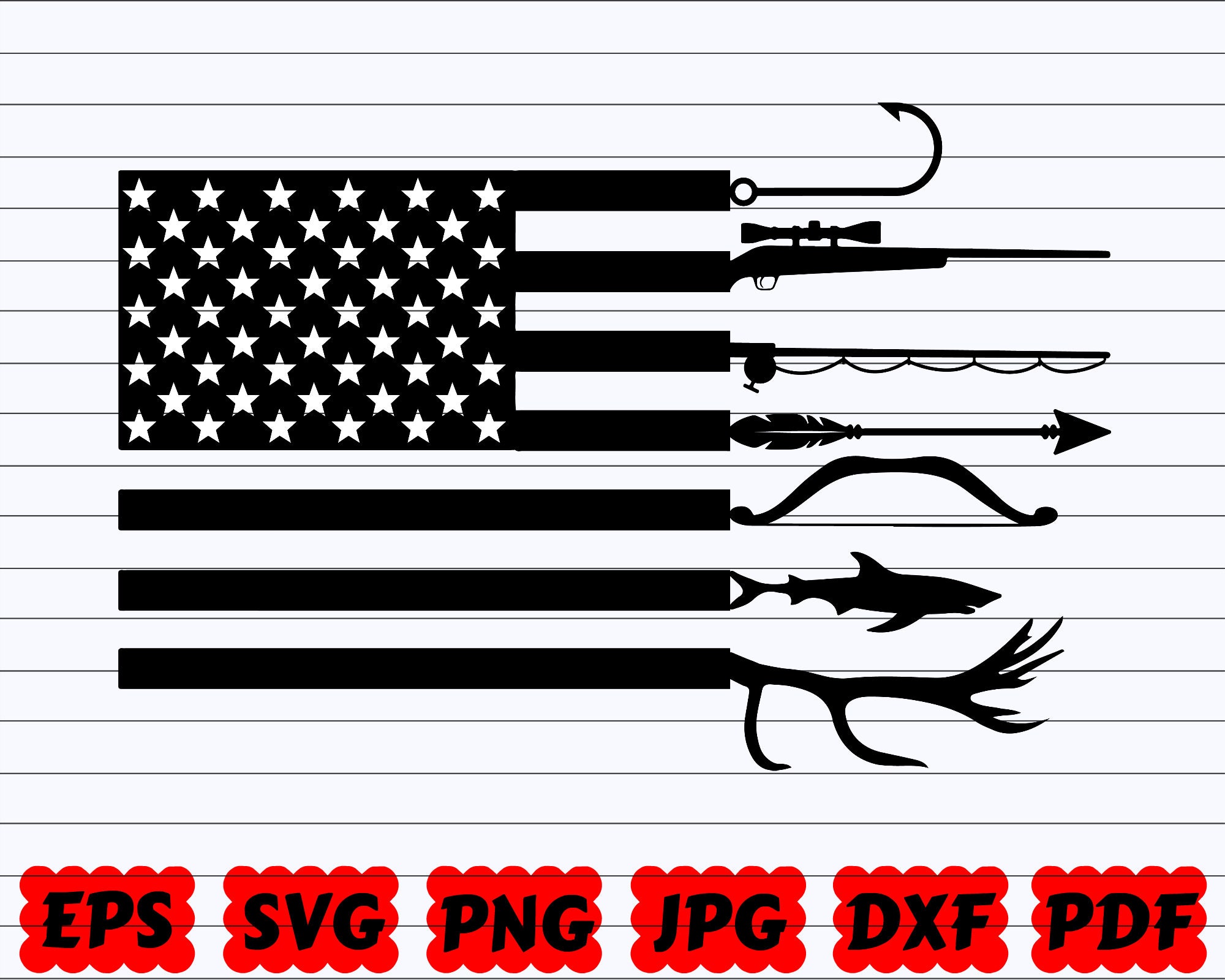 Hunting Flag SVG Hunting and Fishing American Flag SVG Etsy