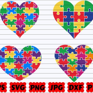 Autismus Herz SVG | Herz SVG | Autismus Schnittdatei | Autismus Design | Herz geschnitten Datei | Herz Clipart | Herz-Design | Herz Puzzle SVG| Puzzleteil svg