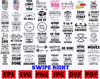 Inspirierende SVG | Motivierende SVG | Positiv SVG | Freundlichkeitszeichen | Selbstliebe SVG | Schnittdateien für Cricut | Eps Dxf Png Jpg | Kommerzielle Nutzung