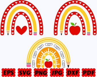 Schule Regenbogen SVG | Schule SVG | Zurück zu Schule SVG | Schnittdateien für Cricut & Silhouette | Svg Eps Dxf Png Jpg Pdf | Kommerzielle Nutzung
