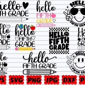 Hello Fifth Grade SVG | Fifth Grade SVG | Back To School SVG | School Svg | School Grade Svg | First Day Of School Svg | Hello Grade Svg