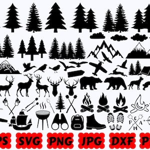 SVG de camping / SVG de vida en campamento / Archivos de corte de camping / Silueta de camping / Archivos de corte para Cricut / Svg Eps Dxf Png Jpg Pdf / Uso comercial