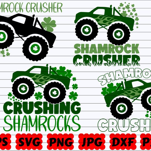 Shamrock Crusher SVG | Crushing Shamrocks SVG | St Patrick's Crusher SVG | St Patrick's Monster Truck Svg | Monster Truck Svg | Crusher Svg