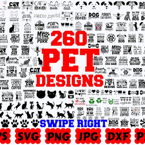 260 Pet SVG | Huge Pet SVG Bundle | Pet Mom SVG | Dog Svg | Cat Svg | Cat Mom Svg | Dog Mom Svg | Animals Svg | Love Animal Svg | Rescue Svg