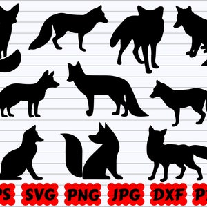 Volpe SVG / Pacchetto SVG Volpe / Silhouette Volpe / File di taglio Volpe / Clipart Volpe / Vettore Volpe / Disegni Volpe Svg / Animali Svg / Silhouette Animali