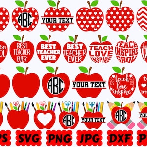 Apple SVG | School Apple SVG | School SVG | Back To School Svg | Cut File for Cricut & Silhouette | Svg Eps Dxf Png Jpg Pdf | Commercial Use