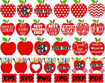 Apple SVG | School Apple SVG | School SVG | Back To School Svg | Cut File for Cricut & Silhouette | Svg Eps Dxf Png Jpg Pdf | Commercial Use