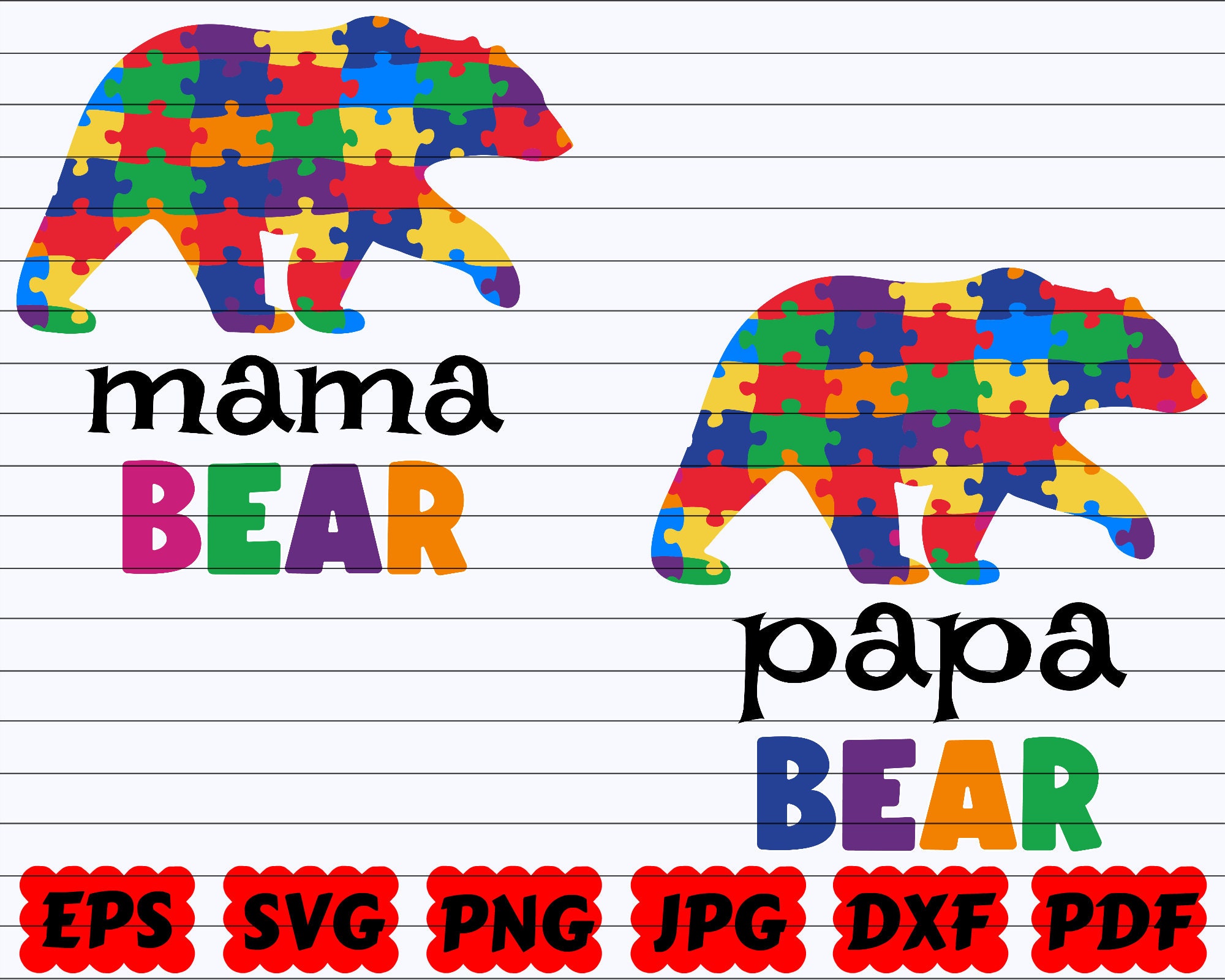 Mama Svg Papa Bear Autism