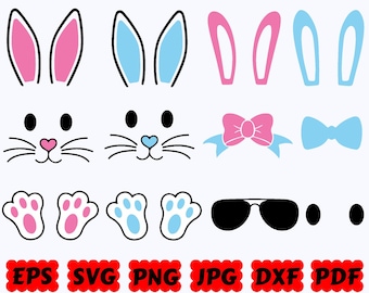 Easter Bunny Kit SVG | Easter Bunny SVG | Easter SVG | Happy Easter Svg | Cut Files for Cricut & Silhouette | Svg Eps Dxf Png Jpg Pdf