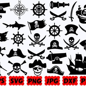 Pirate SVG | Skull SVG | Boat SVG | Crossbones Svg | Treasure Svg | Cut Files for Cricut & Silhouette | Svg Eps Dxf Png Jpg | Commercial Use